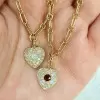 5ctw Multicolor Sapphire Chain Link Love Heart Necklace