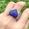 Sapphire Paved Angel Wing Heart Cocktail Ring