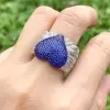 Sapphire Paved Angel Wing Heart Cocktail Ring