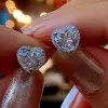 2ct Heart Cut White Sapphire Stud Earrings