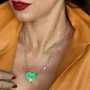 20ct Heart Cut Emerald Double Chain Necklace