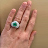 2ct Heart Cut Emerald Paved Halo Engagement Ring