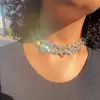 60ctw White Sapphire Paved Infinity Heart Statement Necklace