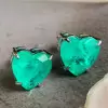 12ctw Heart Cut Emerald Classic Stud Earrings