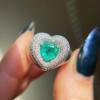2ct Heart Cut Emerald Paved Halo Engagement Ring