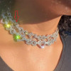 60ctw White Sapphire Paved Infinity Heart Statement Necklace