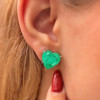 12ctw Heart Cut Emerald Classic Stud Earrings