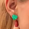 12ctw Heart Cut Emerald Classic Stud Earrings
