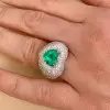 2ct Heart Cut Emerald Paved Halo Engagement Ring