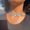 60ctw White Sapphire Paved Infinity Heart Statement Necklace