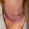 56ctw Heart Cut Multicolor Sapphire Rainbow Necklace