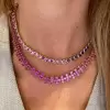 56ctw Heart Cut Multicolor Sapphire Rainbow Necklace