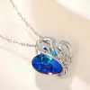 10ct Heart Cut Blue Sapphire Mom's Necklace