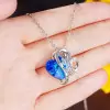 10ct Heart Cut Blue Sapphire Mom's Necklace
