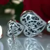 Paved White-Black Sapphire Heart Earrings