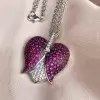 Two Tone Ruby Paved Tulip Heart Necklace