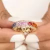 8.9ctw Heart Cut Rainbow Sapphire Wedding Band