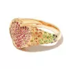 Paved Rainbow Sapphire Heart Cocktail Ring