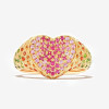 Paved Rainbow Sapphire Heart Cocktail Ring