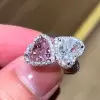 2ct White and Pink Sapphire Heart Engagement Ring