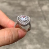 3.5ct Heart Cut White Sapphire Double Halo Engagement Ring