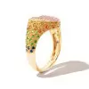 Paved Rainbow Sapphire Heart Cocktail Ring