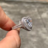 3.5ct Heart Cut White Sapphire Double Halo Engagement Ring
