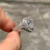 3.5ct Heart Cut White Sapphire Double Halo Engagement Ring