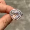 3.5ct Heart Cut White Sapphire Double Halo Engagement Ring