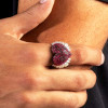 Angel Wing Ruby Paved Heart Cocktail Ring