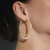 White Sapphire Dangle Statement Hoop Earrings