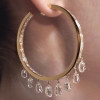 White Sapphire Dangle Statement Hoop Earrings