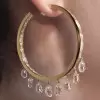 White Sapphire Dangle Statement Hoop Earrings