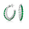 26ctw Intertwined White Sapphire and Emerald Hoop Earrings