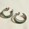 26ctw Intertwined White Sapphire and Emerald Hoop Earrings
