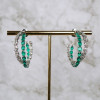 26ctw Intertwined White Sapphire and Emerald Hoop Earrings