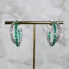 26ctw Intertwined White Sapphire and Emerald Hoop Earrings