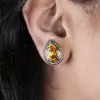 17ctw Pear Cut Yellow Sapphire Stud Earrings