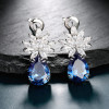 Vintage Pear Cut Sapphire Cluster Flower Drop Earrings