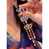 18ctw Multicolor Lotus Long Chandelier Earrings