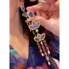 18ctw Multicolor Lotus Long Chandelier Earrings