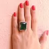 16ct Emerald Cut Double Halo Vintage Cocktail Ring