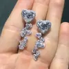 6.75ct Hear Cut White Sapphire Drop Earrings