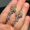 8ct Radiant Cut Fancy Yellow Sapphire Drop Earrings