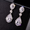 Pear Cut White Sapphire Drop Earrings