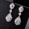Pear Cut White Sapphire Drop Earrings