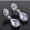 Pear Cut White Sapphire Drop Earrings