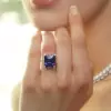 8ct Asscher Cut Blue Sapphire Engagement Ring
