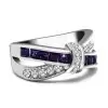 Handmade Knot Design Amethyst and White Sapphire Ring