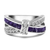 Handmade Knot Design Amethyst and White Sapphire Ring